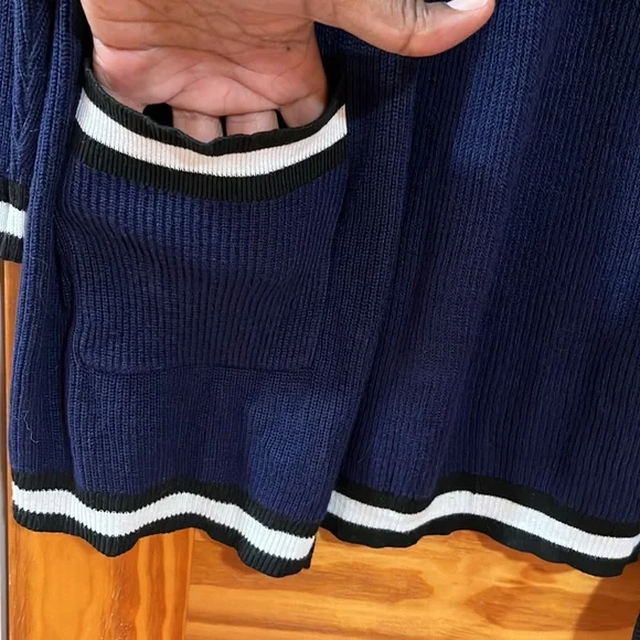 Torrid Colorblock Navy Blue Open Front Long Line Cardigan Sweater Size 3 - Picture 5 of 14